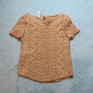 Free People Baby Cable Sweater‎ in Belle Of Georgia Short Sleeve Small Boho Knit